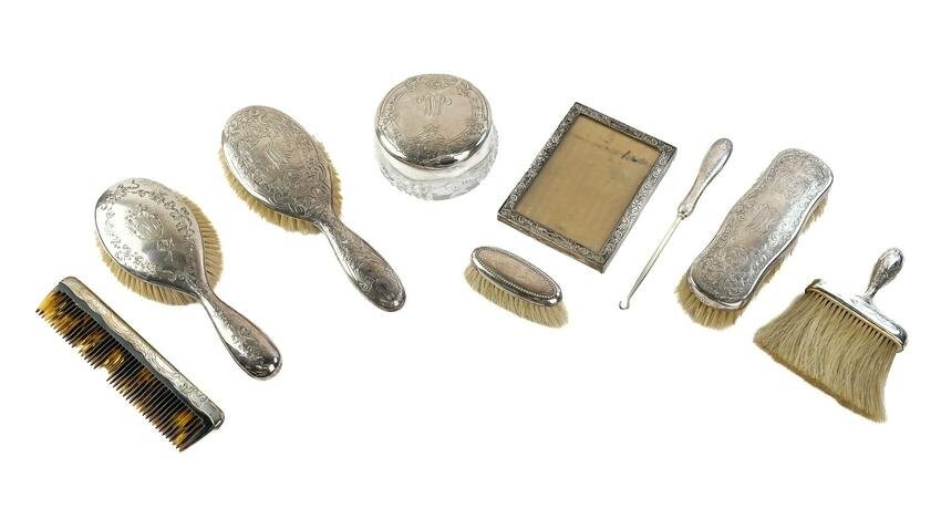 9 Assorted Sterling Silver Dresser Accessories