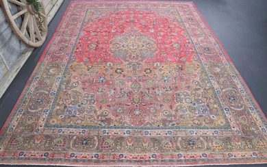 9.7x13.5 TURKISH Rug, Pink Antique Vintage Carpet
