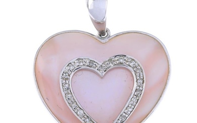 9ct gold mother-of-pearl & diamond heart pendant