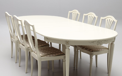 A 10-piece Gustavian style dining group, 20th century.