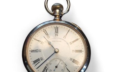 A 14ct gold Waltham open faced pocket watch, a signed 17 jew...