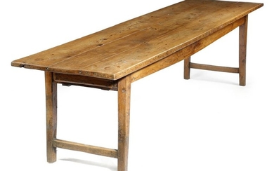 A 19TH CENTURY ELM FARMHOUSE KITCHEN TABLE POSSIBLY...