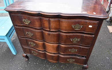 A 19th Century continental style mahogany chest of two over three drawers , on Queen Anne style