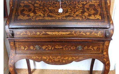 A 19th century Dutch design marquetry inlaid fall front bure...