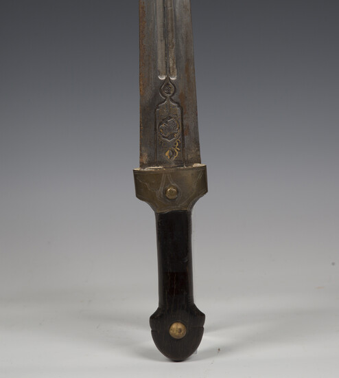 A 19th century Russian kindjal with straight double-edged blade with double fullers, blade length 33