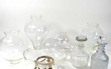 A 19th century cut glass decanter and stopper, of mallet...