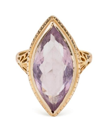 A Bicolor Gold and Amethyst Ring