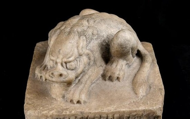 A CARVED MARBLE STONE BEAST.HAN PERIOD