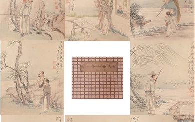 A CHINESE ALBUM PAINTING OF FIGURE STORY
