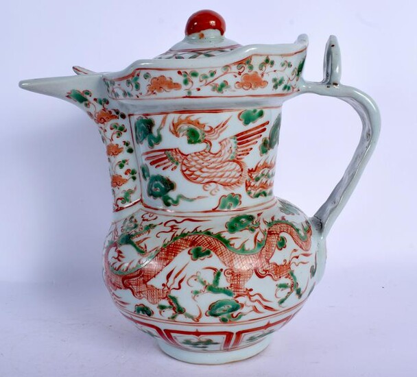 A CHINESE WUCAI PORCELAIN JUG AND COVER 20th Century