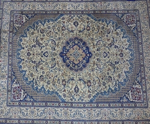 A Central Persian part silk Nain carpet, double pendent meda...