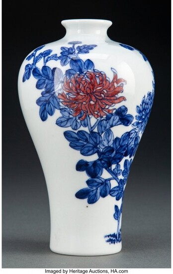 A Chinese Underglazed Blue and Red Chrysanthemum