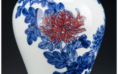 A Chinese Underglazed Blue and Red Flower Vase