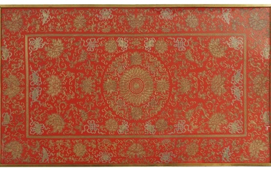 A Chinese embroidered kang cover