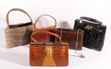 A Collection Of Ladies Handbags Incl Crocodile Skin