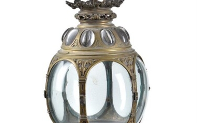 A Continental gilt metal and glazed hall lantern