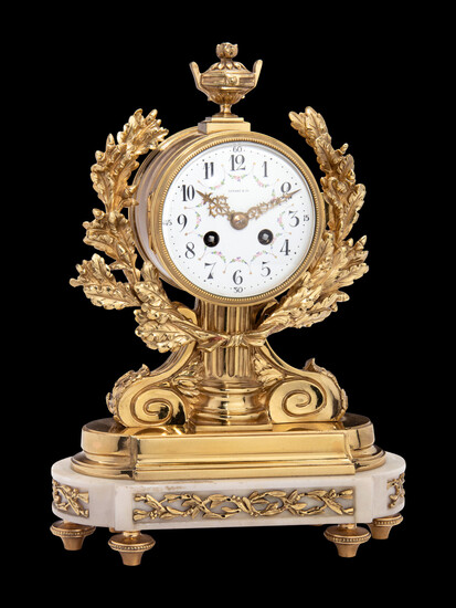 A French Gilt Bronze and Marble Clock, Charles Hour, Retailed by Tiffany &amp; Co.