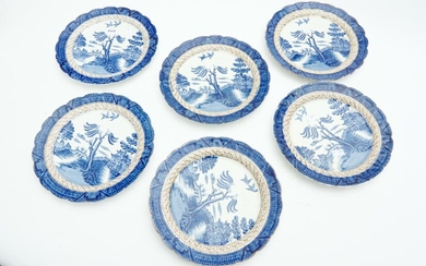 A GROUP OF SIX OLD WILLOW SIDE PLATES