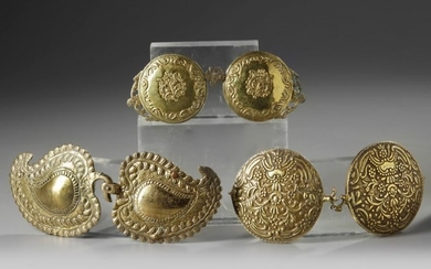 A GROUP OF THREE ISLAMIC COPPER BELT BUCKLES...