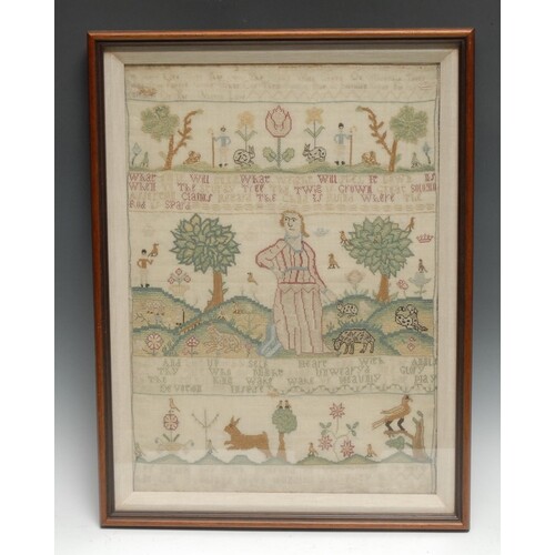 A George II needlework sampler, worked by Ann ** in the 9th ...