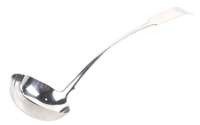 A George III Scottish silver oar pattern soup ladle.