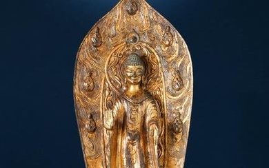 A Gilt Bronze Figure Of Shakyamuni
