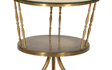 A Gilt Metal and Glass-Top Two-Tier Side Table