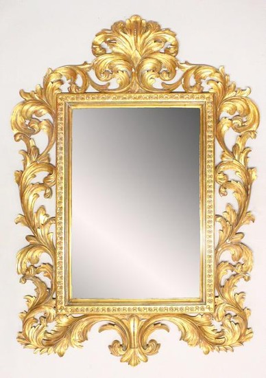 A LARGE FLORENTINE STYLE WALL MIRROR, 20TH CENTURY