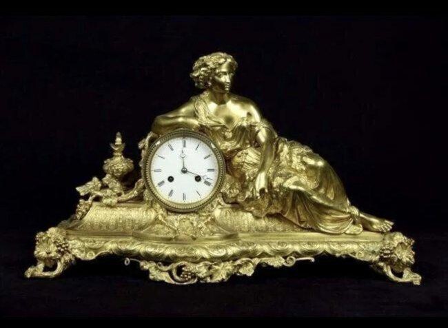 A LARGE FRENCH 19TH CENTURY DORE BRONZE CLOCK