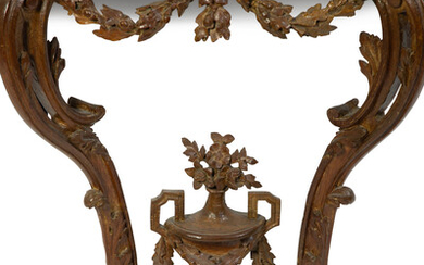 A Louis XV Giltwood and Marble Top Wall Mounted Console