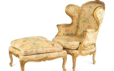 A Louis XV Style Carved Giltwood Two-Part Duchesse