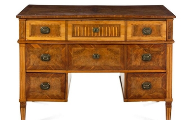 A Louis XVI Walnut and Fruitwood Marquetry Metamorphic