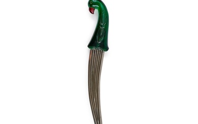 A MUGHAL PARROT GLASS-HILTED DAGGER, INDIA, 19TH CENTURY L...