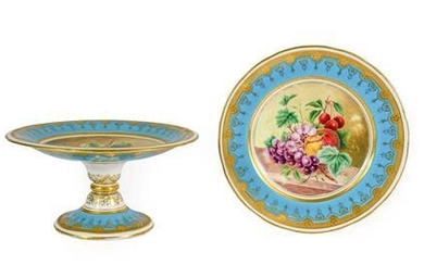 A Minton Porcelain Tazza, circa 1870, painted with a still...