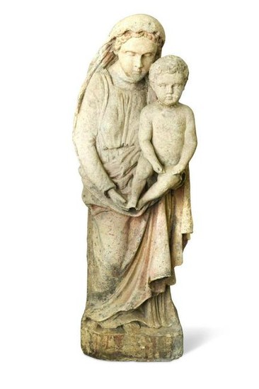 A North European Medieval style carved stone Madonna