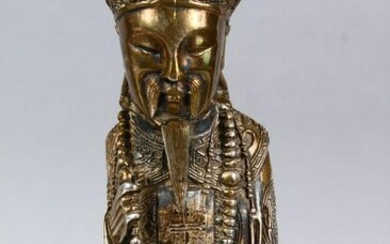 A PAIR OF 19TH / 20TH CENTURY GILT WHITE METAL FIGURES