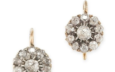 A PAIR OF ANTIQUE DIAMOND CLUSTER EARRINGS each set