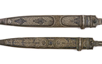 A PAIR OF WHITE METAL DAGGERS, CENTRAL ASIA