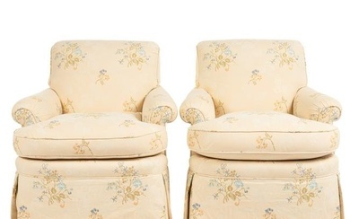 A Pair of Custom Upholstered Club Chairs