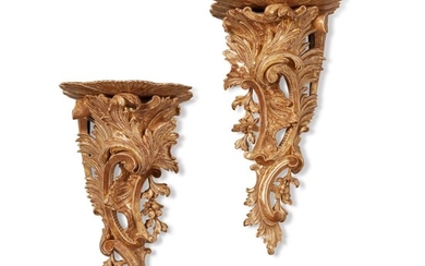 A Pair of George III Giltwood Brackets, One Circa 1765, the Other a Later Copy