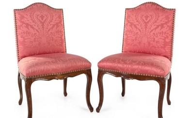 A Pair of Louis XV Style Upholstered Chaises