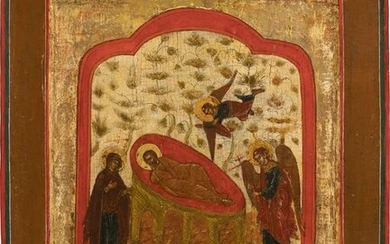 A RARE ICON SHOWING CHRIST 'THE UNSLEEPING EYE'