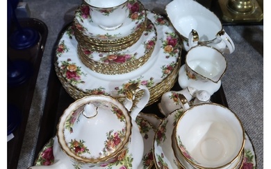 A Royal Albert Old Country Roses part dinner service with cu...