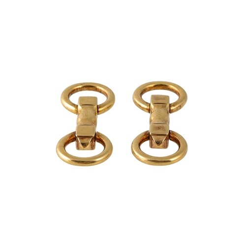 A SET OF 18CT GOLD CUFFLINKS BY CARTIER, in the form of snaf...