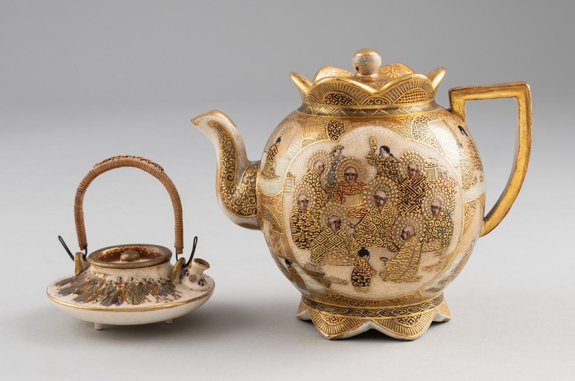 A Satsuma pottery teapot and cover, 4 in. (10.2 cm.) h.