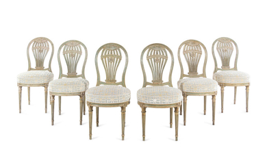 A Set of Six French Painted "Montgolfier" Dining Chairs