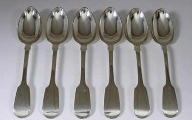 A Set of Six Victorian Silver Fiddle Pattern Tablespoons,...