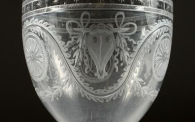 A VERY GOOD GOBLET, the bowl etched with rams and