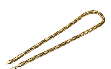 A VINTAGE 9CT GOLD DOUBLE FLAT CURB LINK NECKLACE. (approx 4...