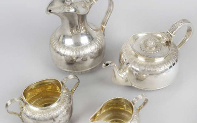 A Victorian & later silver matched four piece tea service.